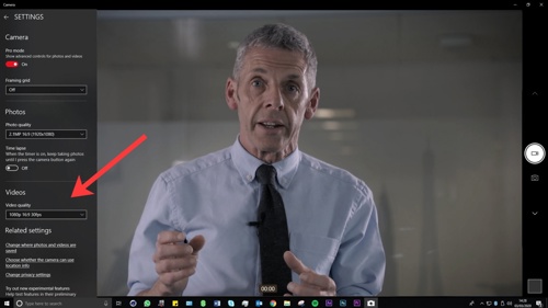 screenshot - setting quality in camera app